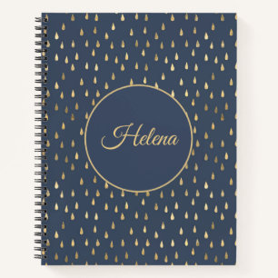 Gold Foil Raindrop Pattern Notebook 