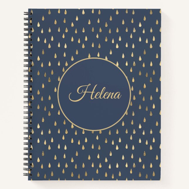Gold Foil Raindrop Pattern Notebook  (Front)