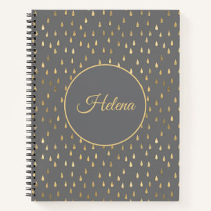 Gold Foil Raindrop Pattern Notebook 
