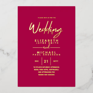 GOLD FOIL Raspberry Jam Modern All-in-1 Wedding