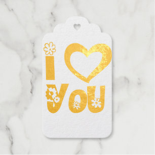 Gold Foil Red I Love You Gift Tags