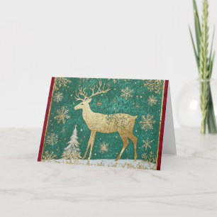 Gold Foil Reindeer with Snowflakes Card