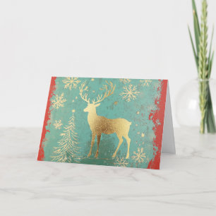 Gold Foil Reindeer with Velvet Borders Card