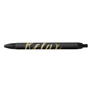 Gold Foil Relax Black Ink Pen