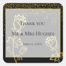 Gold foil Rose flower watermark themed thank you