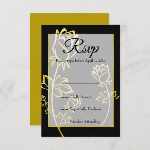 Gold foil Rose watermark themed wedding  RSVP