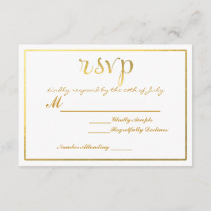 Gold Foil RSVP Wedding card invitation