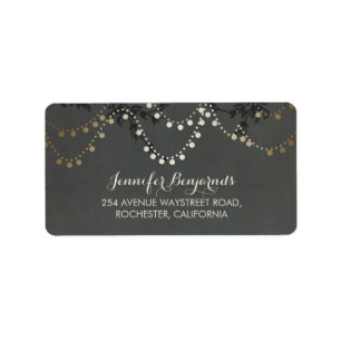 Gold Foil Rustic String Lights Wedding Label