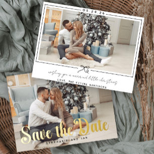Gold Foil Save The Date Christmas Card