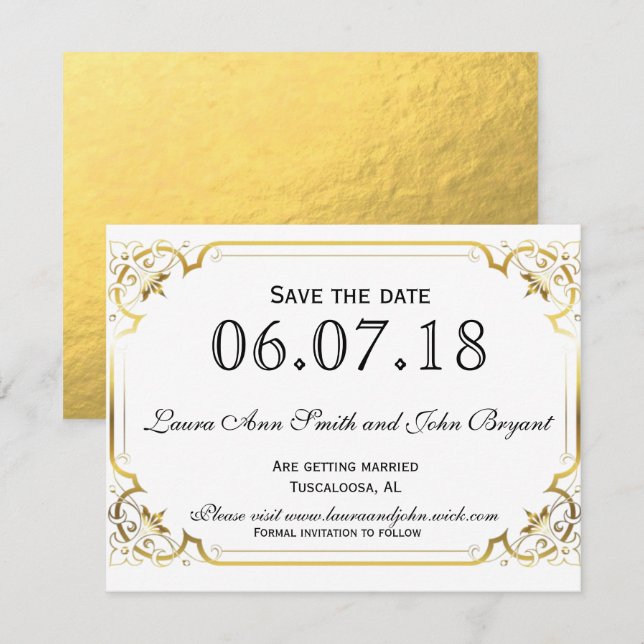 Gold foil Save the Date Invitation (Front/Back)