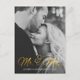 Gold Foil Save the Date Postcard
