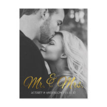Gold Foil Save the Date Postcard