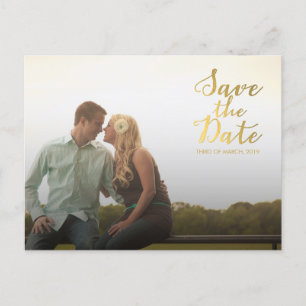 Gold Foil Save the Date Typography Announcement Postcard