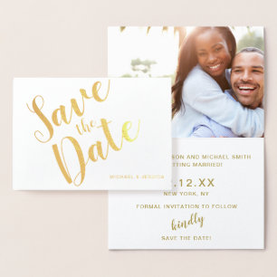 Gold Foil Save the Date with Photo Card