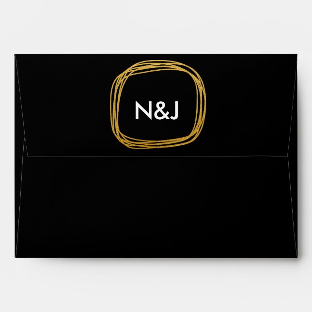 Gold Foil Scribble Circle Chic Invitation Envelope (Back (Top Flap))