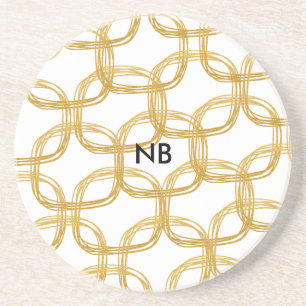 Gold Foil Scribble Circle Chic Modern Coasters