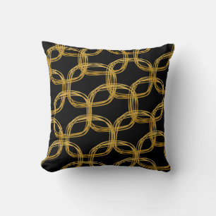 Gold Foil Scribble Circle Chic Throw Pillow