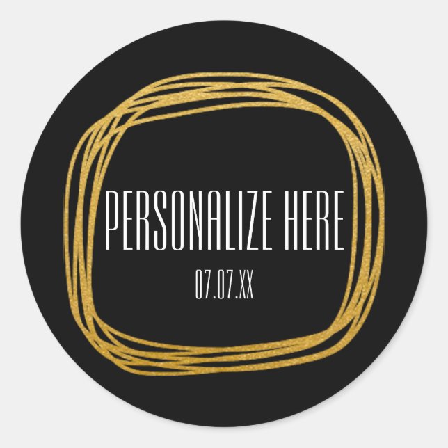 Gold Foil Scribble Circle Modern Glam Stickers (Front)