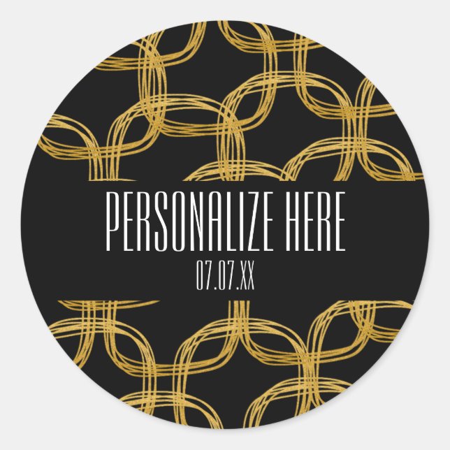 Gold Foil Scribble Circle Modern Glam Stickers (Front)