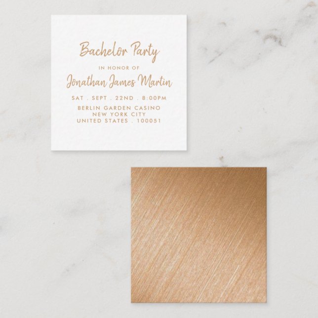 Gold Foil & Script Bachelor Party Ticket Invite (Front/Back)