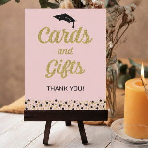 Gold Foil Script Confetti Cards & Gifts Grad Sign