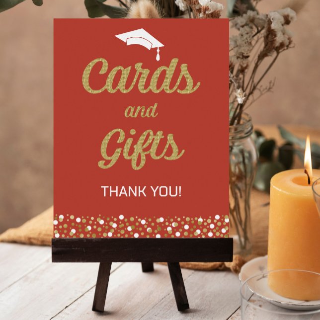 Gold Foil Script Confetti Cards & Gifts Grad Sign (Creator Uploaded)