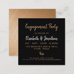 Gold Foil & Script Engagement Party Ticket Invite