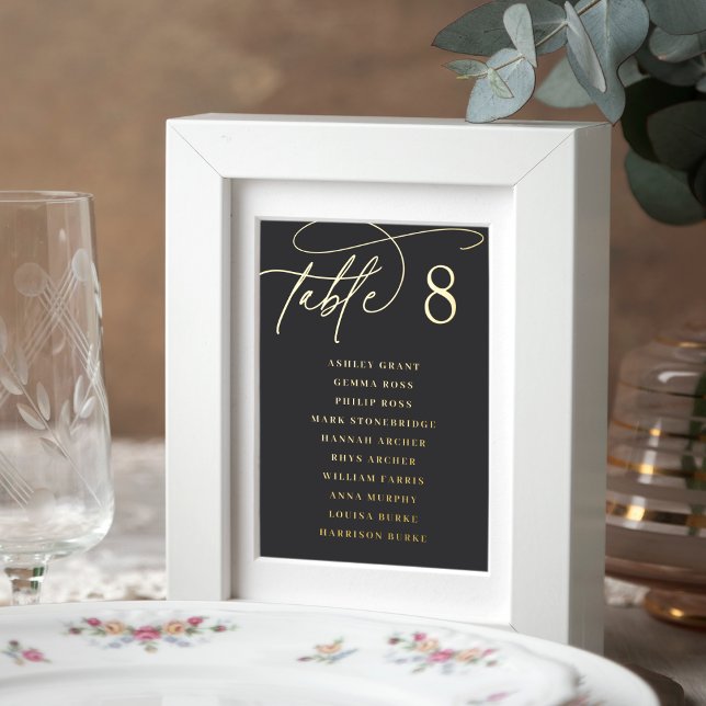 Gold Foil Script Framable Guest Names Table Number Foil Prints (Creator Uploaded)