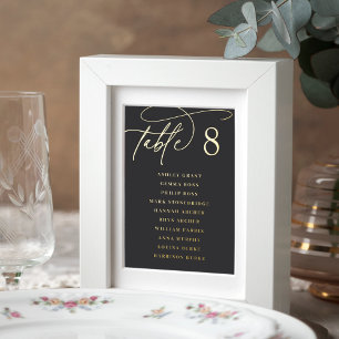 Gold Foil Script Framable Guest Names Table Number Prints