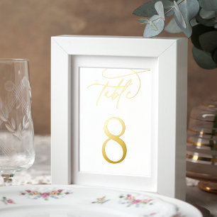 Gold Foil Script Framable Table Number Prints