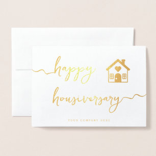 Gold Foil Script Happy Housiversary Card