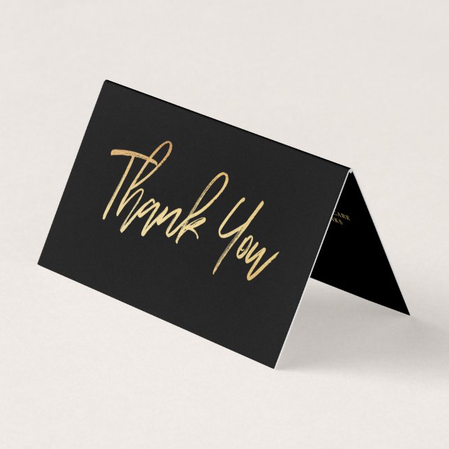 Gold Foil Script Logo Business Thank You Card (Front)