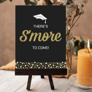 Gold Foil Script S’more Confetti Black Grad Sign