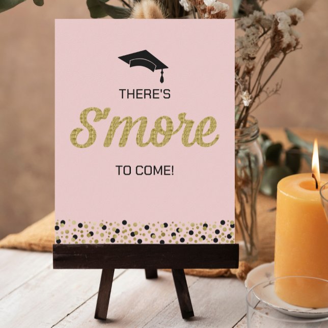Gold Foil Script S’more Confetti Pink Grad Sign (Creator Uploaded)