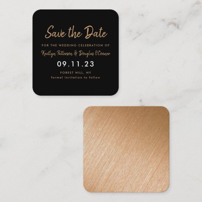 Gold Foil & Script Save The Date Card (Front/Back)