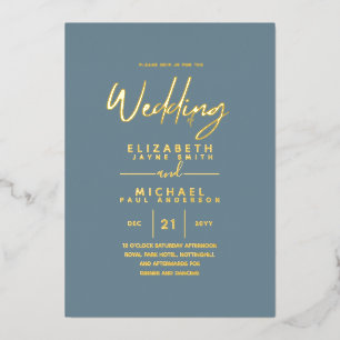 GOLD FOIL Sea Glass Blue Modern All-in-1 Wedding