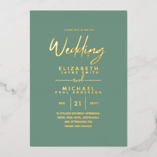 GOLD FOIL Sea Glass Sage Modern All-in-1 Wedding F