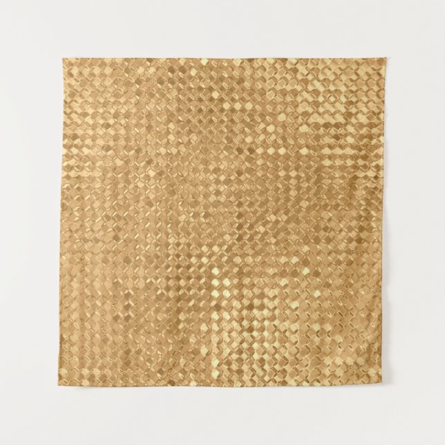 Gold foil seamless pattern, golden glitter texture tapestry (Front)