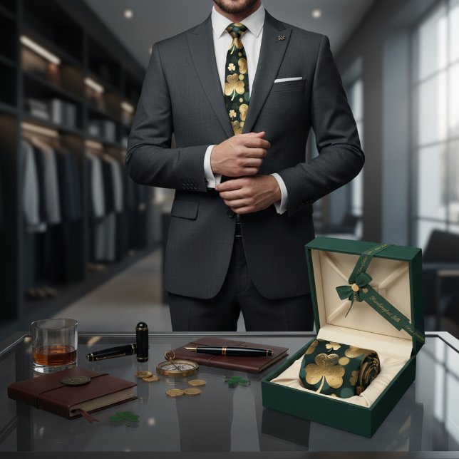 Gold Foil Shamrock Pattern St. Patrick's Day Tie (Creator Uploaded)