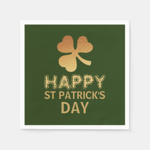 Gold Foil Shamrock, St Patrick's Day Party Napkin