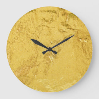 Gold Foil: Shiny Abstract Texture Large Clock
