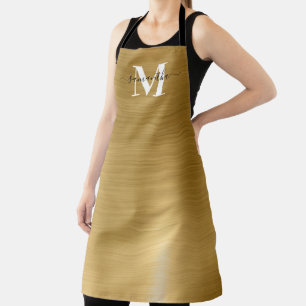 Gold Foil Signature Modern Monogram Apron