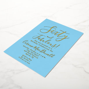 Gold Foil Sixty & Fabulous blue 60th Birthday