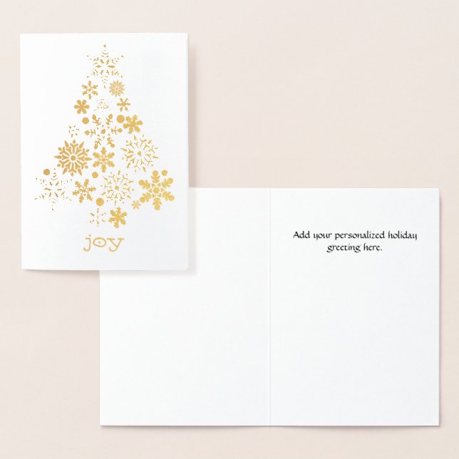 Gold Foil Snowflake Tree Christmas Card (Display)