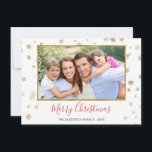 Gold Foil Snowflakes Merry Christmas Photo Card<br><div class="desc">Faux Gold Foil Snowflakes Merry Christmas - Holiday Photo Card. The picture,  date and family name can be replaced on this simple and elegant Christmas Photo Card.</div>