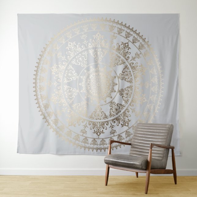 Gold Foil Solar Mandala Wall Tapestry Custom Colou (In Situ (Horizontal))