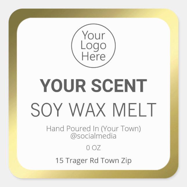 Gold Foil Soy Wax Melt Product Labels (Front)