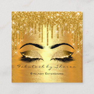 Gold Foil  Spark Makeup Artist Lashes Logo Lux Square Business Card