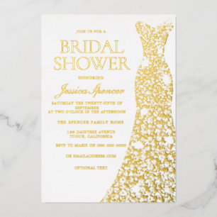 Gold Foil Sparkle Dress Wedding Bridal Shower