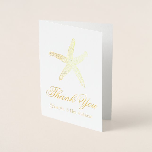 Gold Foil Starfish Thank You Cards (Front)